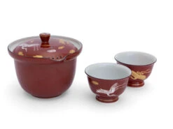 Teeservice Shiboridashi Akaji Kingin Tsuru -Japanisches Geschirr Geschäft teeservice shiboridashi akaji kingin tsuru 1